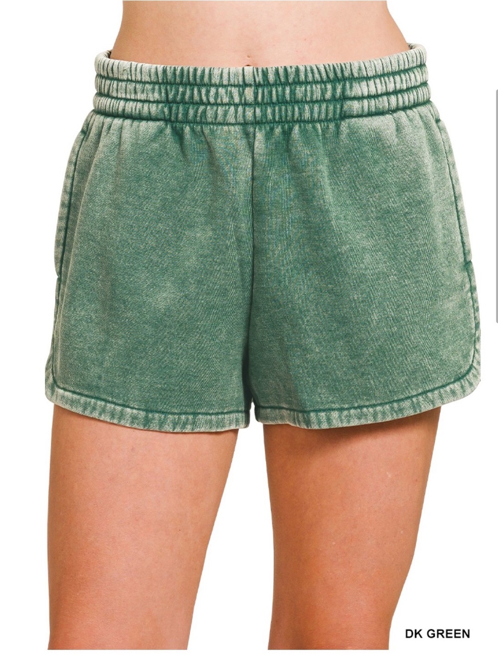 Zenana Outfitters Dark Green Elastic-Waist Athletic Shorts